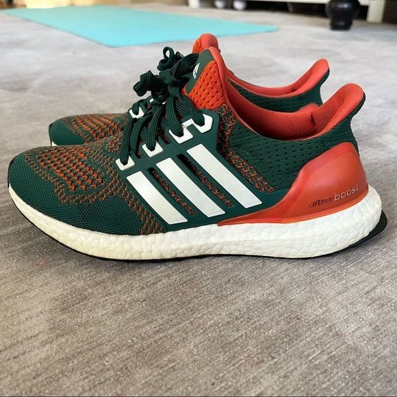 Adidas Ultra Boost 1.0 PE Miami Hurricanes Green Orange Men’s Size 6.5 - Picture 4 of 7